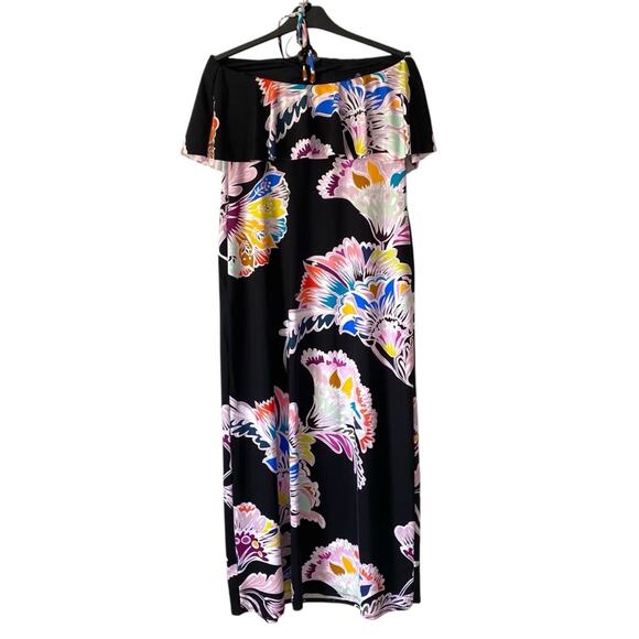 Trina Turk Seychelles Halter Maxi Dress size small Black Floral small medium - Picture 6 of 8